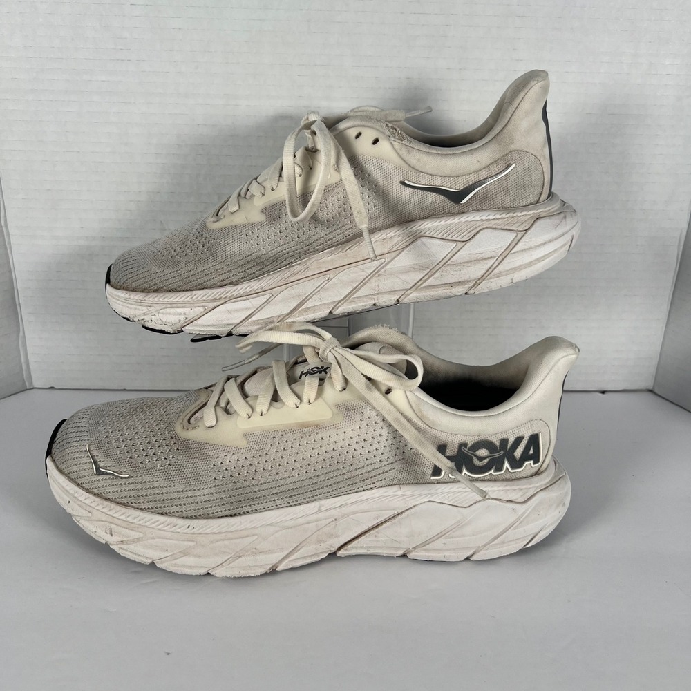 Hoka Arahi 7 Mens 8D Running Shoes White Athletic Sneakers 1147482-BEW